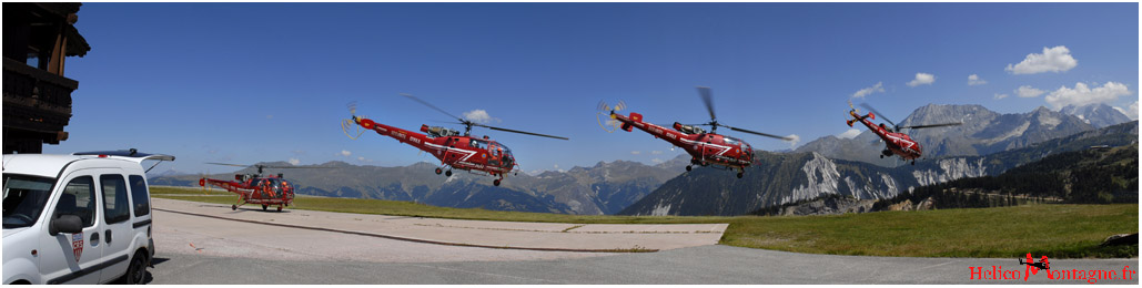 Hlicoptre Alouette III SA316 B Scurit Civile au dcollage de Courchevel Savoie - Secours en montagne