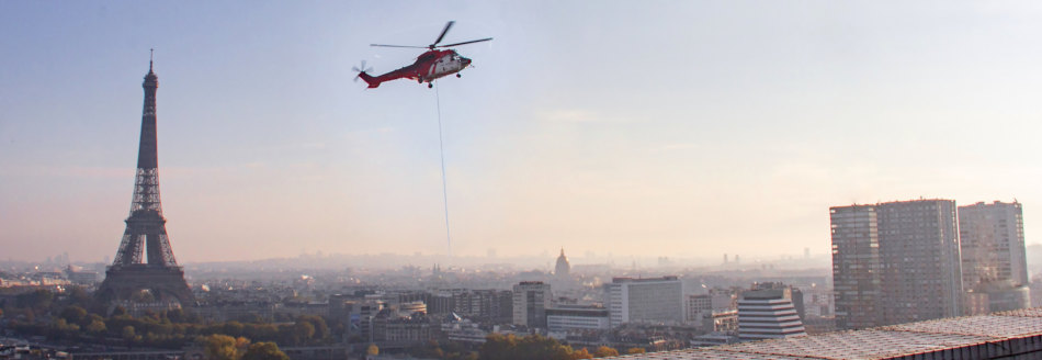 Localtion hélicoptère transport de charge, montage en ville milieu urbain devis, prix, solution CVC, roof-top, chiller, chaudière